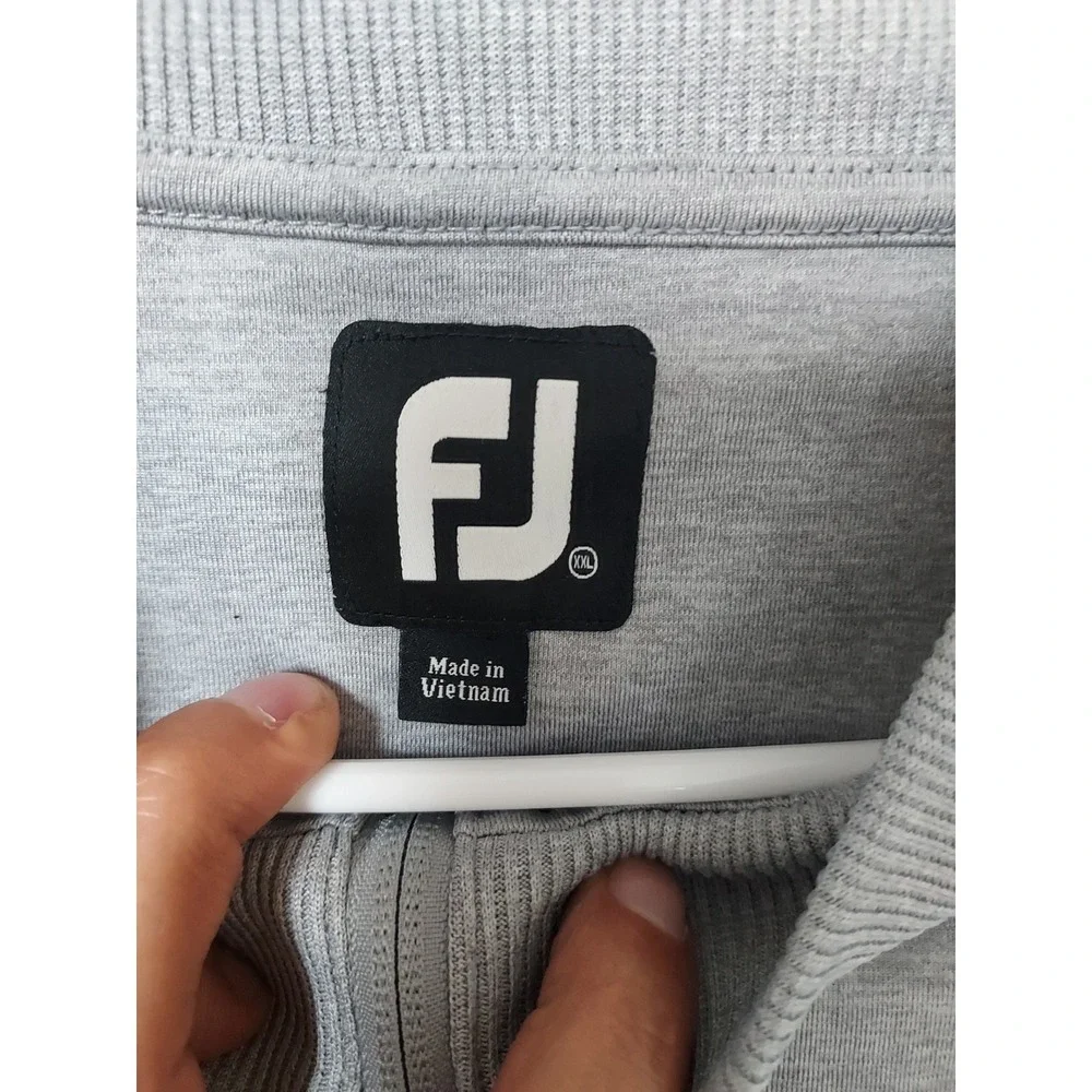 FootJoy Pullover Men XXL 2XL Quarter Zip Golf Activewear Gray Nylon Stretch EUC